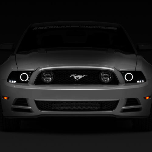 Alternative view of Raxiom for 2013-2014 Ford Mustang w/ Factory HIDLED Halo Projector Headlights- Black Housing (Smoked Lens)