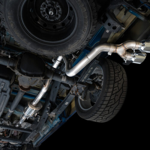 Alternative view of AWE Tuning Cat-Back Exhaust - 4.5in Dual Side Exit Chrome Tips for 21-25 Ford F150 (14th Gen Reg Cab)