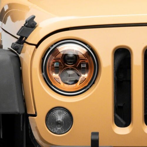 Raxiom for 2007-2018 Jeep Wrangler JK 7-In LED Headlights Orange Housing- Clear Lens - Image 5