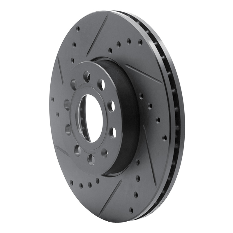R1 Concepts for 05-25 Audi Q2 (Mexico) Front Left Drilled & Slotted Black Brake Rotor - Image 2