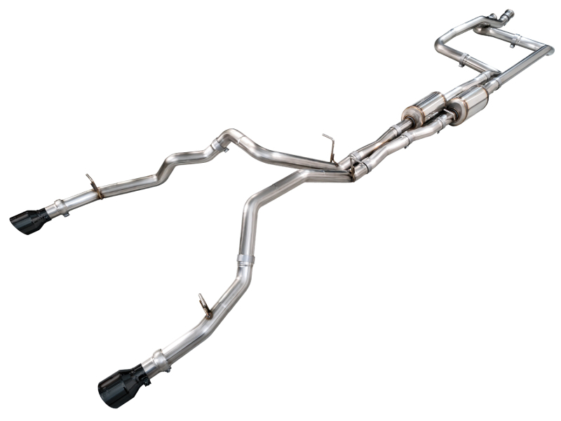 AWE Tuning 3015-33630 2025+ RAM 1500 RHO 3.0 I6 TT 0FG Dual Rear Exit Cat-Back Exhaust - Diamond Black Tips