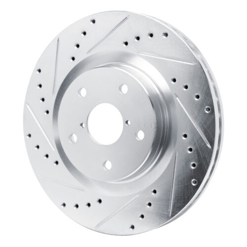 Alternative view of R1 Concepts for 2020-2025 Subaru WRX Front Left Drilled & Slotted Silver Brake Rotor