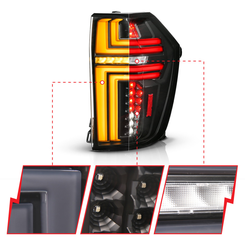 ANZO 21-24 Chevy Suburban/Tahoe Full LED Tail Lights SeqSig Black - Pair - Image 3