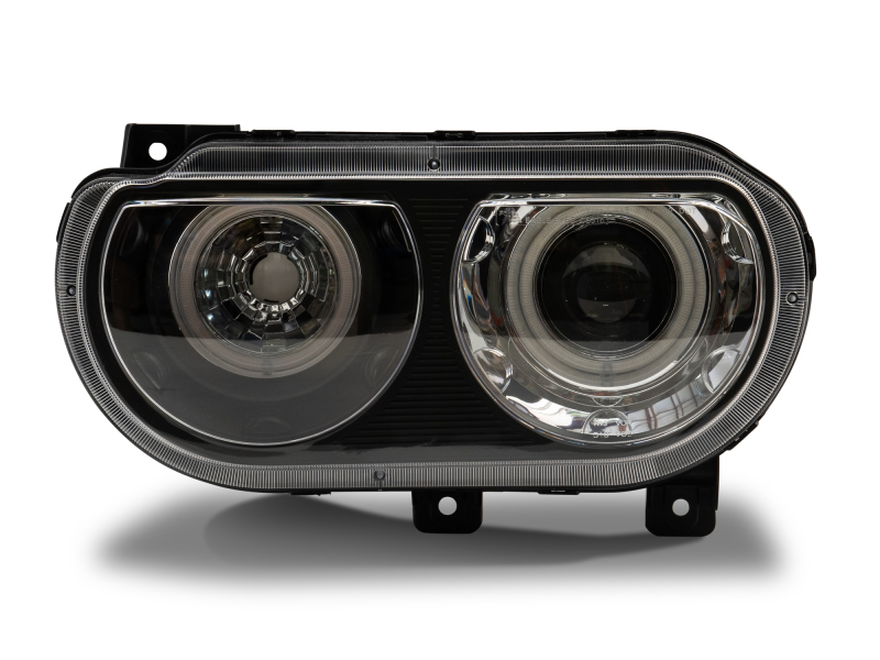 Raxiom for 2008-2014 Dodge Challenger Dual LED Halo Projector Headlights- Black Housing (Clear Lens) - Image 4