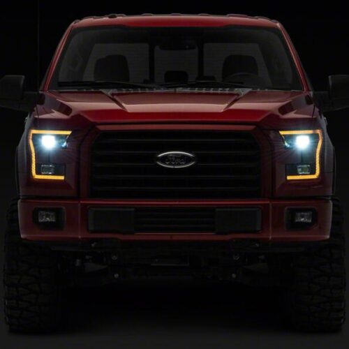 Raxiom for 2015-2017 Ford F-150 LED Projector Headlights with LED Amber DRL- Black Housing- Clear Lens - Image 7