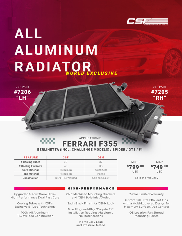 CSF Ferrari F355 High Performance All-Aluminum Radiator - Left - Image 10
