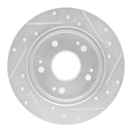 R1 Concepts for 06-15 Honda Civic Si Rear Left Drilled & Slotted Silver Brake Rotor - Image 5