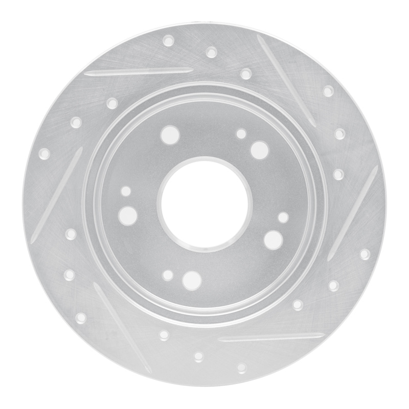 R1 Concepts for 06-15 Honda Civic Si Rear Left Drilled & Slotted Silver Brake Rotor - Image 5