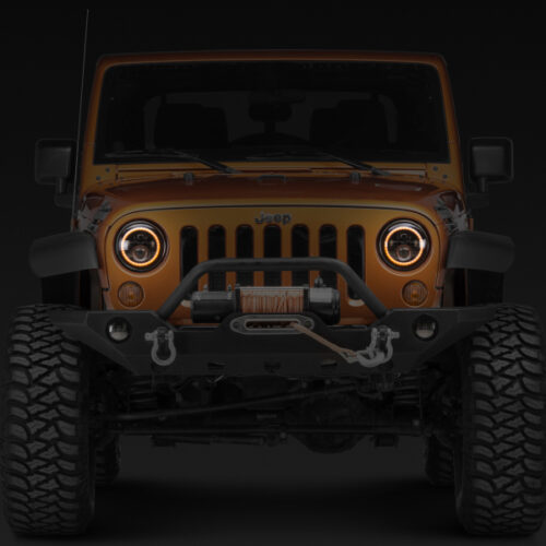 Raxiom for 1997-2018 Jeep Wrangler TJ/JK Axial Halo Headlights w/ DRL Amber Signals- Black Hsng (Clear Lens) - Image 10