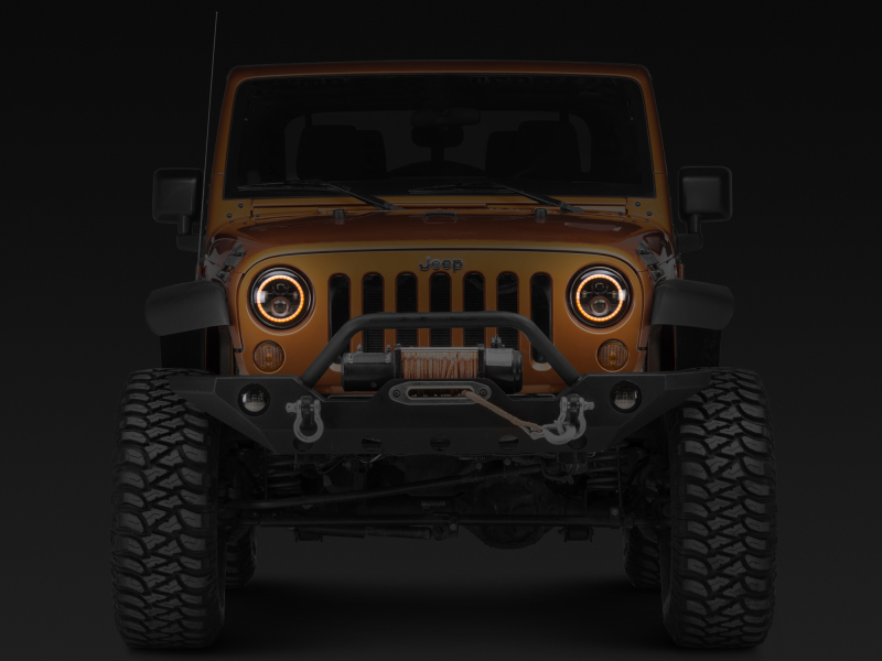 Raxiom for 1997-2018 Jeep Wrangler TJ/JK Axial Halo Headlights w/ DRL Amber Signals- Black Hsng (Clear Lens) - Image 10