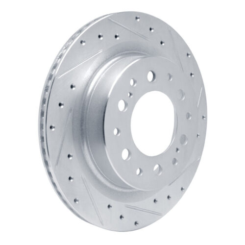Alternative view of R1 Concepts for 2022-2025 Lexus GX550 Rear Right Drilled & Slotted Silver Brake Rotor