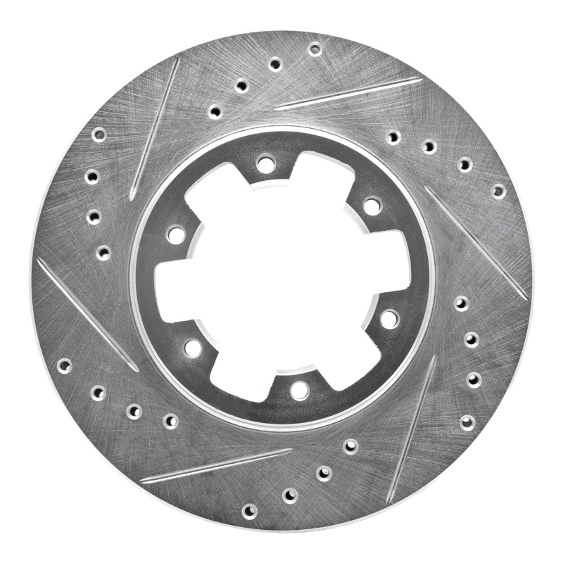 R1 Concepts for 85-02 Nissan Pickup Hardbody Front Left Drilled & Slotted Silver Brake Rotor
