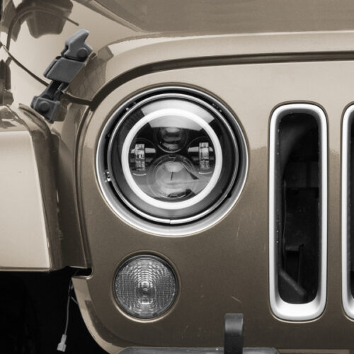 Raxiom for 1997-2018 Jeep Wrangler TJ/JK Axial 7-Inch LED Headlights w/RGB Halo- Black Housing (Clear Lens) - Image 8