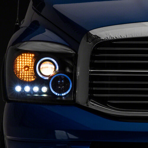 Raxiom for 2006-2008 Dodge RAM 1500 LED Halo Projector Headlights- Black Housing (Clear Lens)