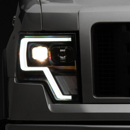 Raxiom for 2009-2014 Ford F-150 G4 Projector Headlights- Black Housing (Clear Lens)