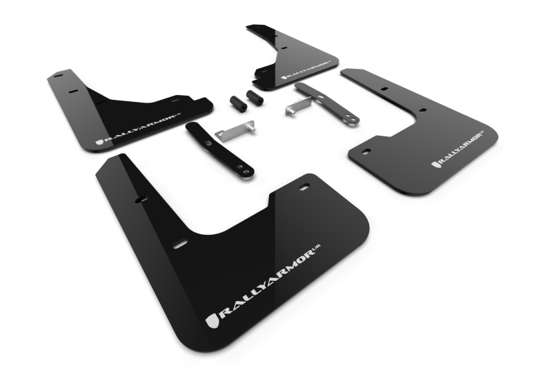 Rally Armor 24-26 Tesla Model 3 Highland Black UR Mud Flap White Logo - Image 6