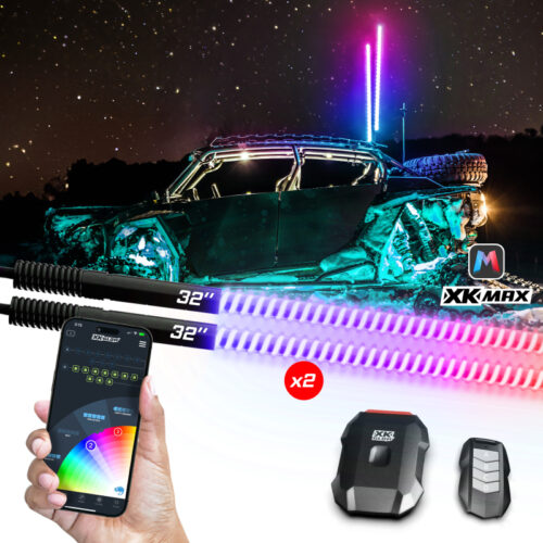 Alternative view of XK Glow 2x 48  XKmax RGBW Advanced App Control LED Whip Light Kit for 4x4 Offroad UTV ATV