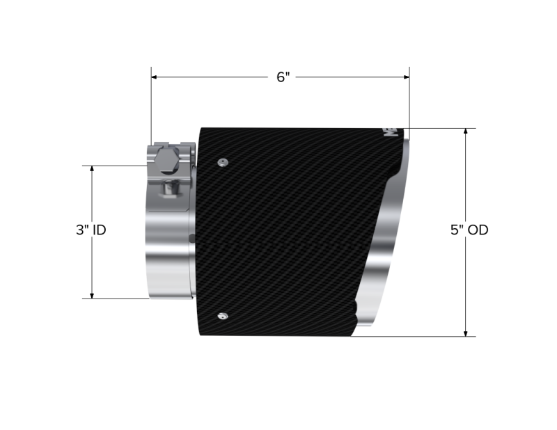 MBRP Universal Carbon Fiber Tip, 3in. ID./5in. OD./ 6.13in L. Angle Cut Dual Wall - Image 2