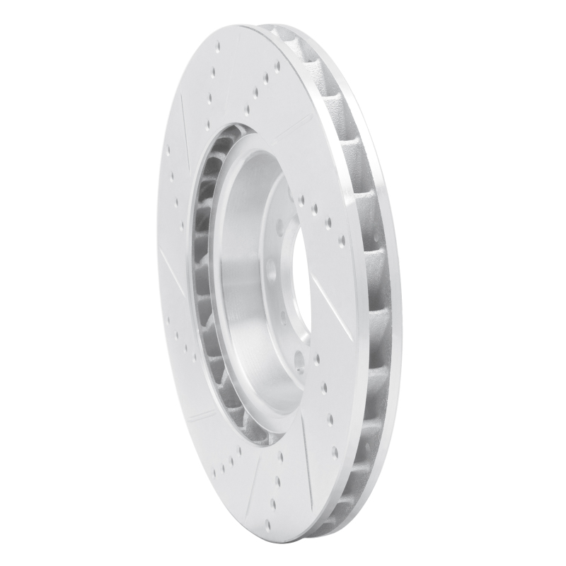 R1 Concepts for 01-06 BMW M3 Left Front Drilled & Slotted Silver Brake Rotor - Image 4
