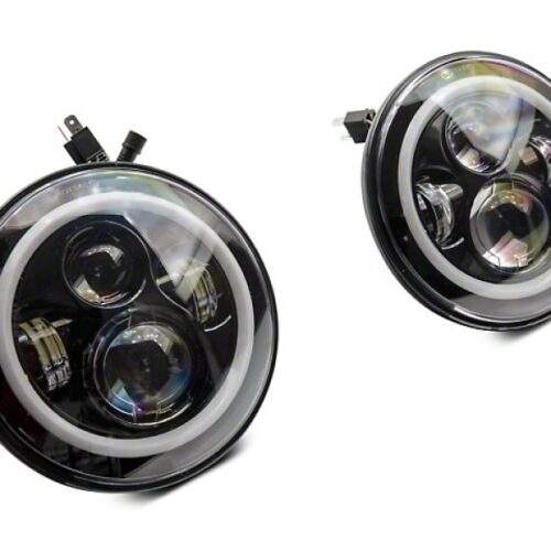 Alternative view of Raxiom for 1997-2018 Jeep Wrangler TJ/JK Axial 7-Inch LED Headlights w/RGB Halo- Black Housing (Clear Lens)