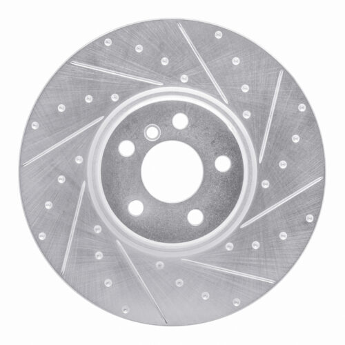 R1 Concepts for 16-25 BMW i4 Right Front Drilled & Slotted Silver Brake Rotor