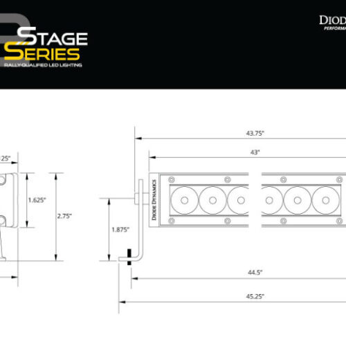 Diode Dynamics 42 In LED Light Bar Single Row Straight Clear Combo Each Stage Series - Image 9