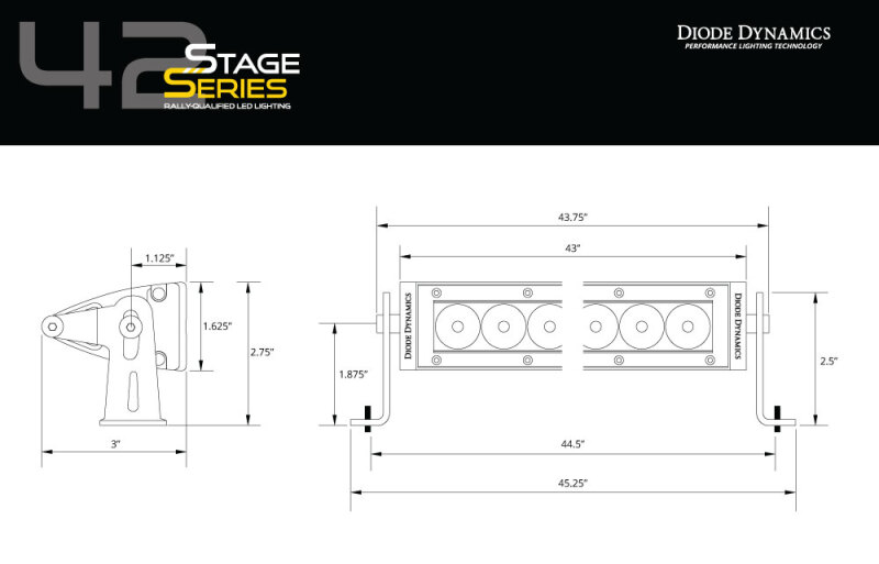 Diode Dynamics 42 In LED Light Bar Single Row Straight Clear Combo Each Stage Series - Image 9