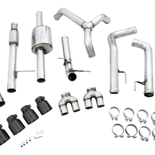 AWE Tuning 4th Gen GM 1500 5.3L 0FG Cat-Back Split Rear Exit (w/ Bumper Cutouts) - Quad Diamond Tips - Image 3