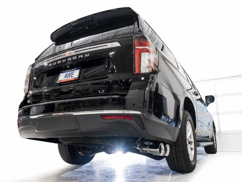 AWE Tuning 2021+ GMC Tahoe/Yukon 5.3L 0FG Side Exit Catback Exhaust - Chrome Silver Tips - Image 6