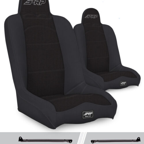 PRP Daily Driver High Back Suspension Seats Kit for Jeep Wrangler CJ7/YJ (Pair) - Black
