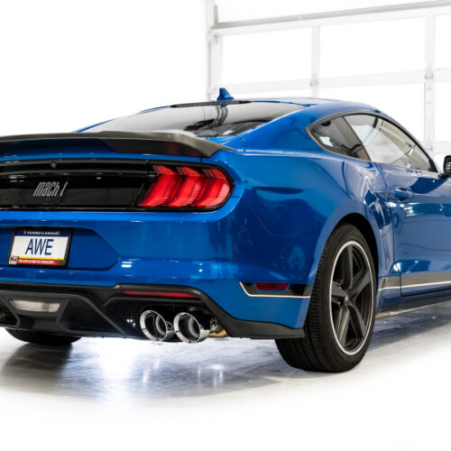 AWE Tuning SwitchPath Cat-Back Exhaust w/ Quad Chrome Silver Tips for 21-23 Ford Mustang Mach 1 - Image 4