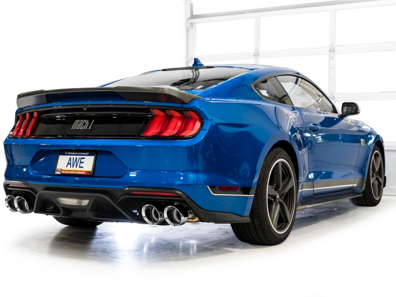 AWE Tuning SwitchPath Cat-Back Exhaust w/ Quad Chrome Silver Tips for 21-23 Ford Mustang Mach 1 - Image 4