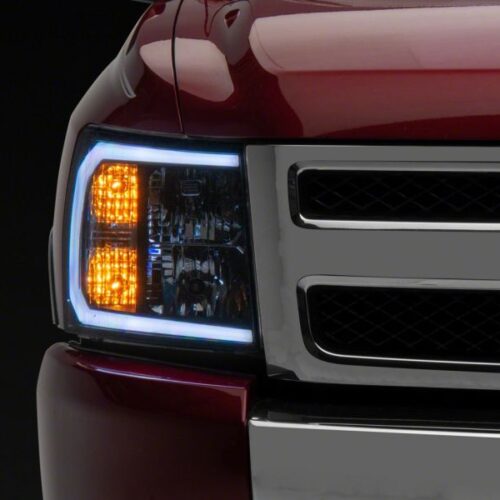 Raxiom for 2007-2013 Chevrolet Silverado 1500 Axial Headlights w/ SEQL LED Bar- Black Housing (Clear Lens) - Image 7