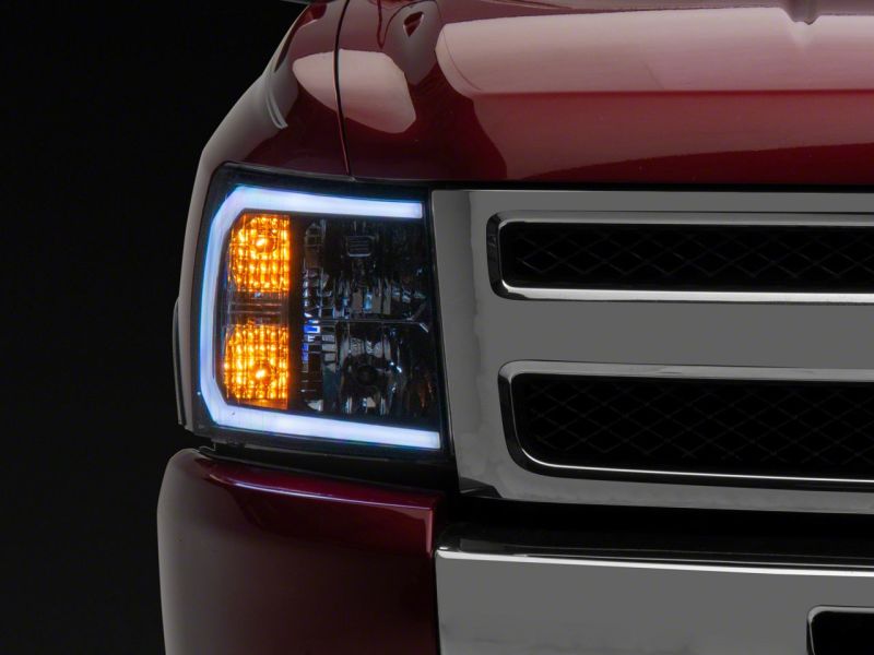 Raxiom for 2007-2013 Chevrolet Silverado 1500 Axial Headlights w/ SEQL LED Bar- Black Housing (Clear Lens) - Image 7