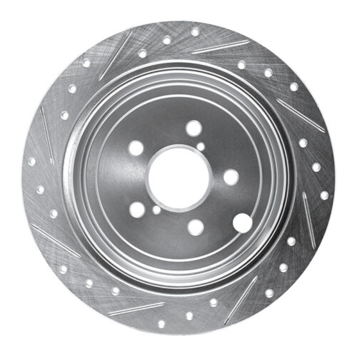 R1 Concepts for 08-15 Subaru WRX Rear Right Drilled & Slotted Silver Brake Rotor - Image 5