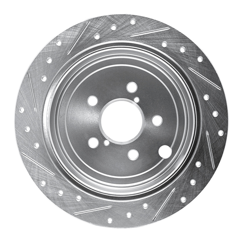 R1 Concepts for 08-15 Subaru WRX Rear Right Drilled & Slotted Silver Brake Rotor - Image 5