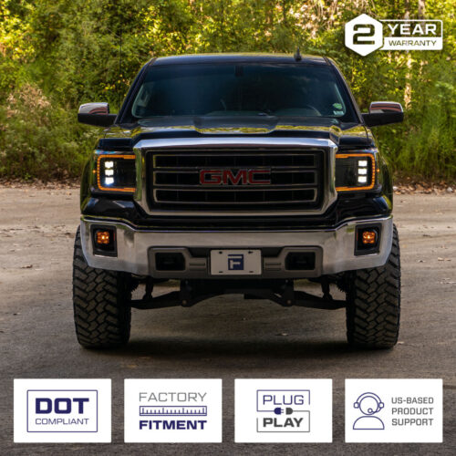 Form Lighting 2014+ GMC Sierra 1500/2500/3500 LED Projector Headlights Amber DRL (Pair) - Image 4