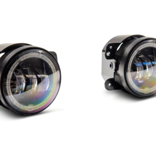 Raxiom for 2007-2018 Jeep Wrangler JK Axial Series 4-In LED Devil Eyes Fog Lights w/ Halo - Image 9