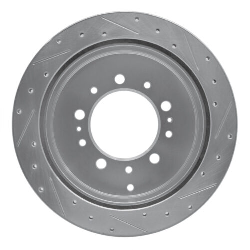 R1 Concepts for 17-21 Toyota Land Cruiser Rear Left Drilled & Slotted Silver Brake Rotor - Image 5
