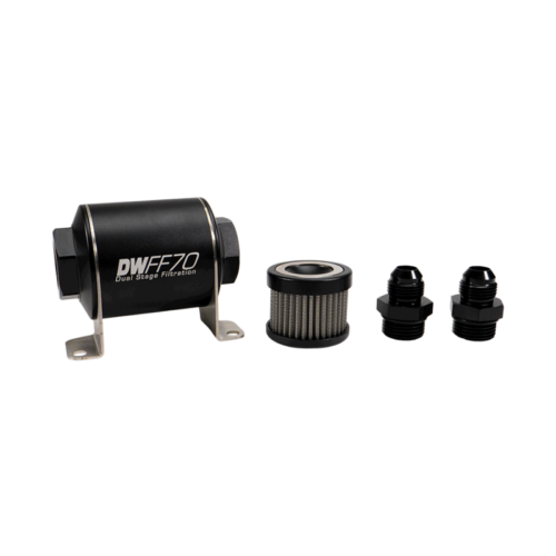 Alternative view of DeatschWerks Stainless Steel 8AN 10 Micron Universal Inline Fuel Filter Housing Kit (70mm)