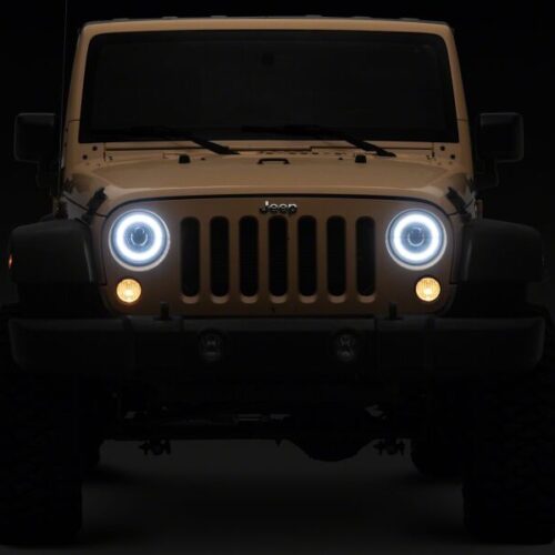 Raxiom for 2007-2008 Jeep Wrangler JK Hi Output LED Headlights/Angel Eye DRL- Black Housing- Clear Lens - Image 4