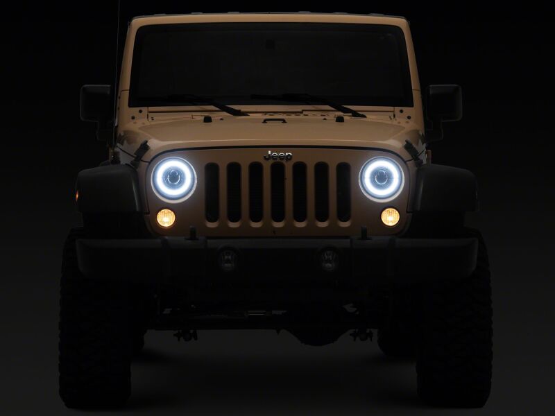 Raxiom for 2007-2008 Jeep Wrangler JK Hi Output LED Headlights/Angel Eye DRL- Black Housing- Clear Lens - Image 4