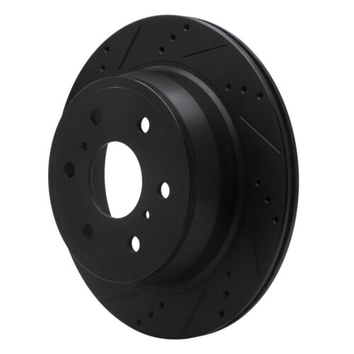 Alternative view of DFC 07-20 Cadillac Escalade ESV Rear Left Drilled & Slotted Black Brake Rotor