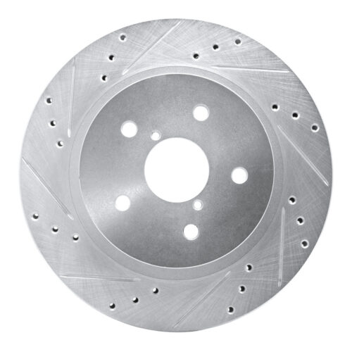 R1 Concepts for 2015-2025 Subaru Outback Rear Left Drilled & Slotted Silver Brake Rotor