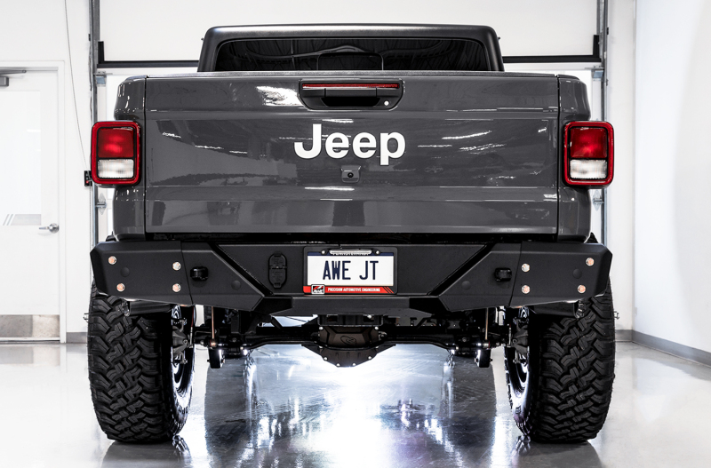 AWE Tuning Cat-Back Dual Exhaust - Diamond Black Tip for 20-21 Jeep Gladiator JT 3.6L Tread Edition - Image 4