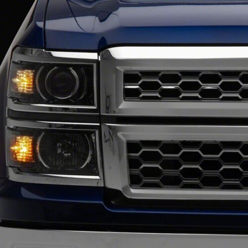 Alternative view of Raxiom for 2014-2015 Chevrolet Silverado 1500 OE Projector Headlights/Chrome Trim- Black- Clear Lens