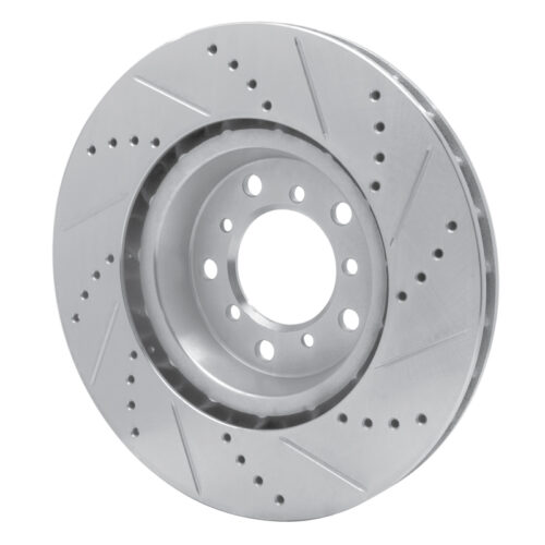 R1 Concepts for 2001-2006 BMW M3 Right Front Drilled & Slotted Silver Brake Rotor - Image 4