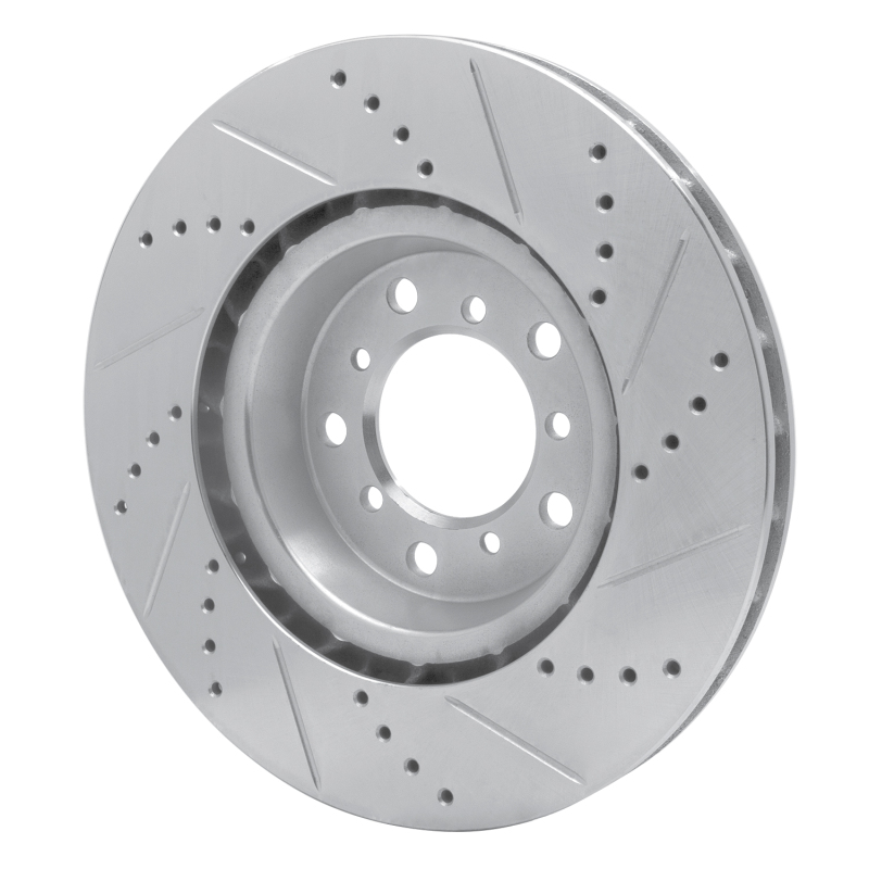 R1 Concepts for 2001-2006 BMW M3 Right Front Drilled & Slotted Silver Brake Rotor - Image 4
