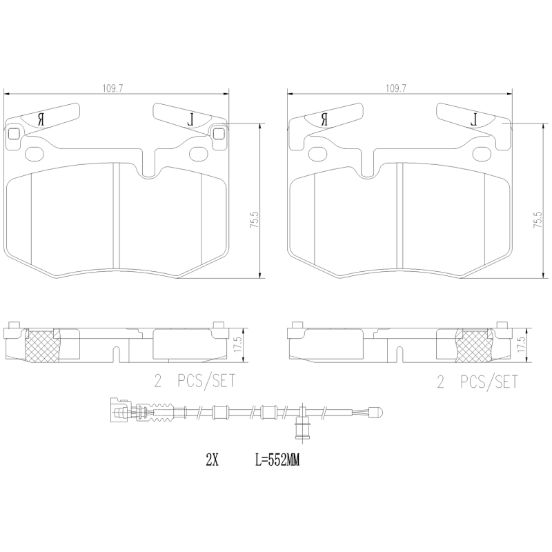 Brembo 16-20 Lexus RC F/ Lexus GS F Rear NAO Brake Pad