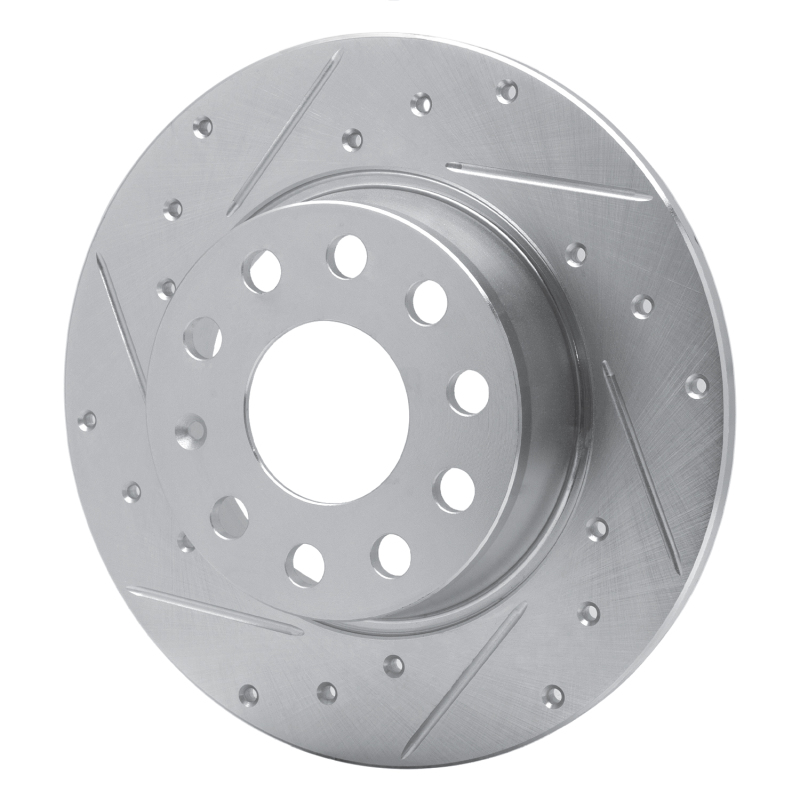 R1 Concepts for 05-25 Audi A3 Sportback E-Tron Rear Left Drilled & Slotted Silver Brake Rotor - Image 2